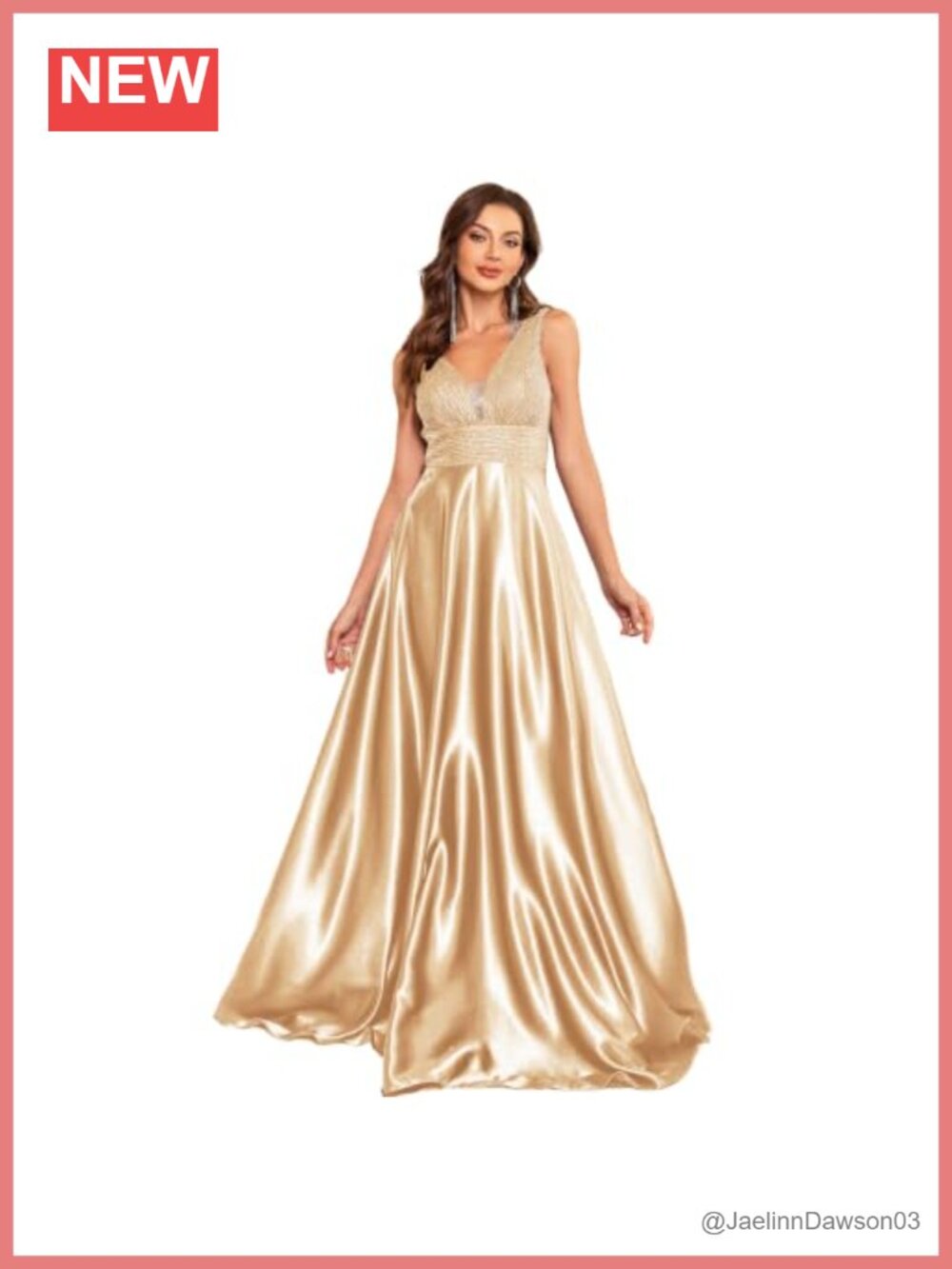 A-Line V-Neck Maxi Evening Gown Embroidered Sequin Wedding Guest Dress